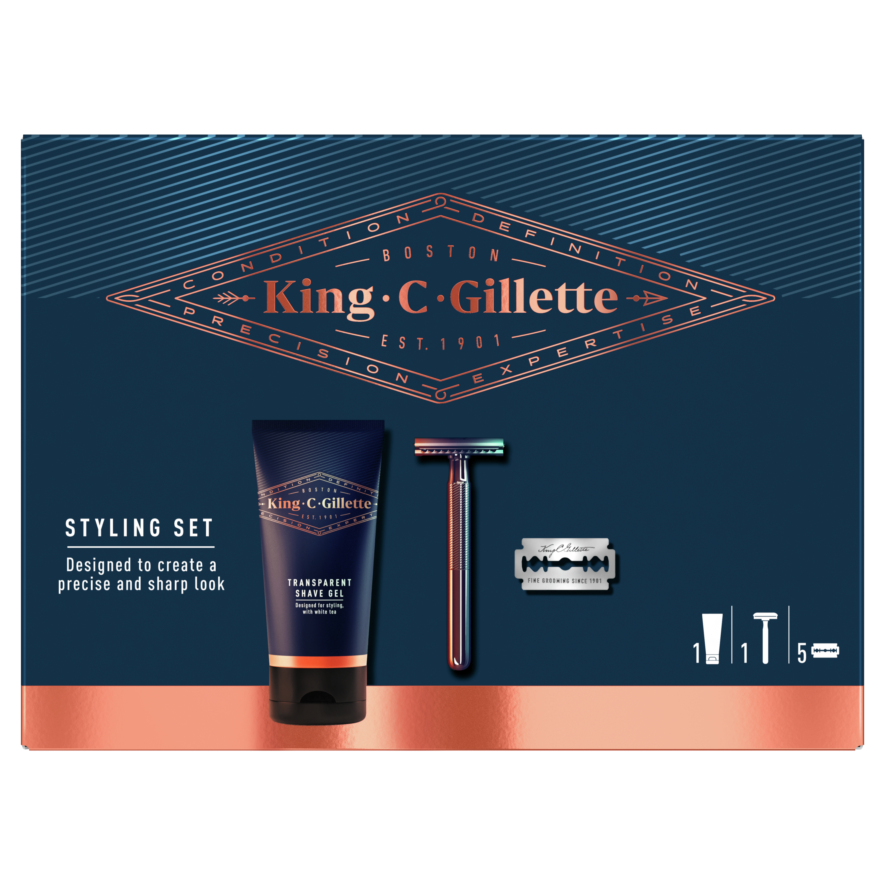 Подарочный набор Gillette King C: Безопасная бритва + Гель для бритья 150 мл - фото 1