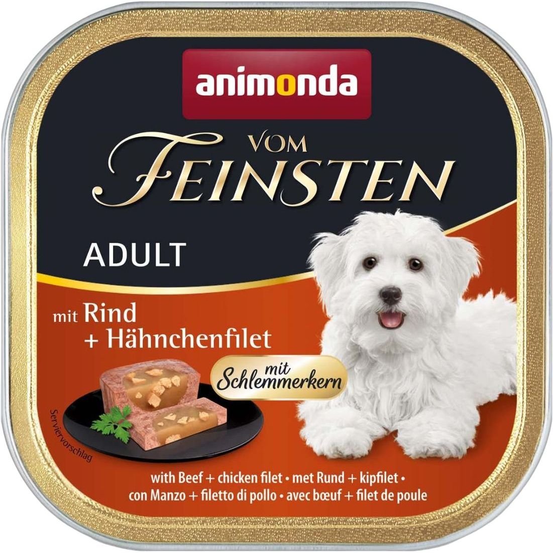 Влажный беззерновой корм для собак Animonda Vom Feinsten Adult with Beef + chicken filet, с говядиной и куриным филе, 150 г - фото 1