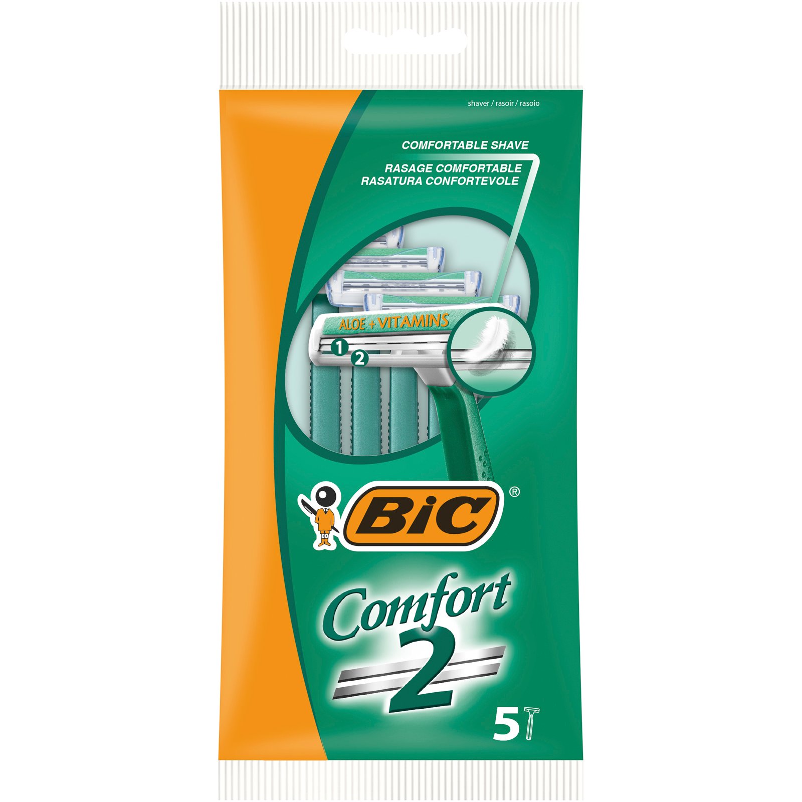 Бритва чоловіча BIC Comfort 2, без змінних картриджів, 5 шт. - фото 1