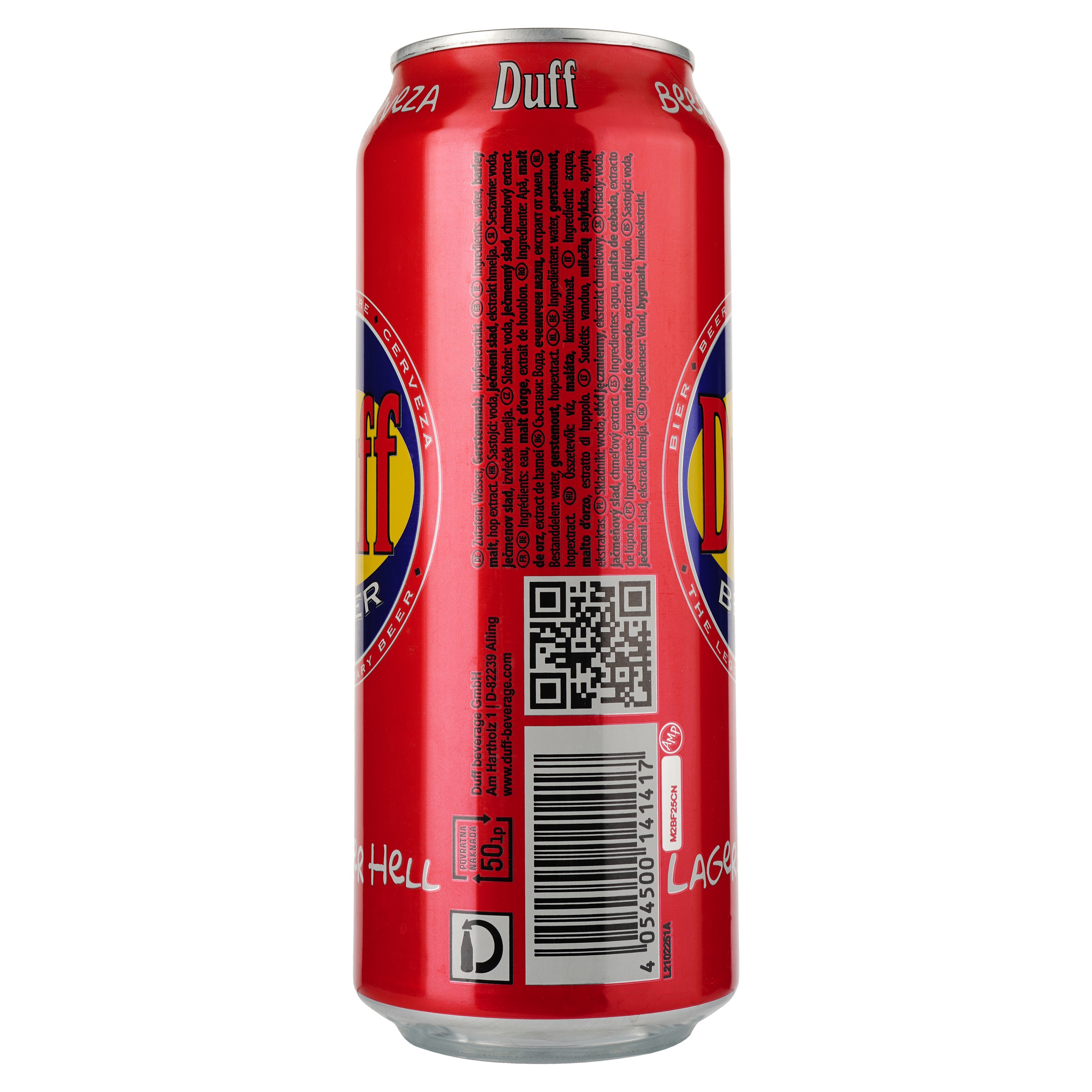 Пиво Duff Lagerbier Hell светлое фильтрованное 4.9% ж/б 0.5 л. - фото 2