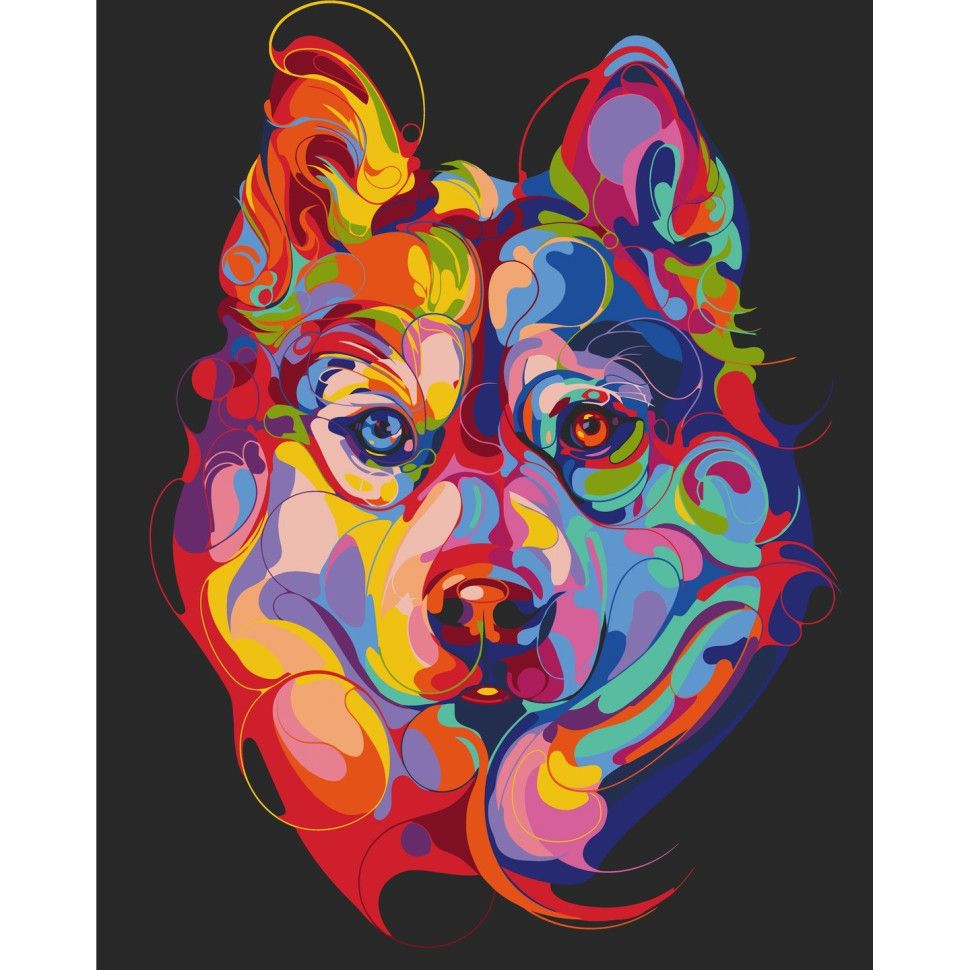 Картина по номерам ArtCraft Цветной пес без подрамника 11521-ACNF 40х50 см - фото 1