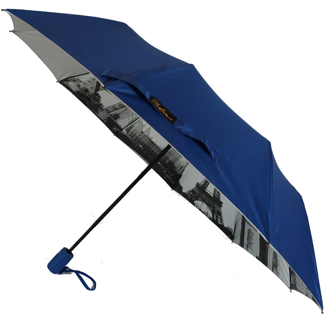 Жіноча складана парасолька напівавтомат Bellissimo 102 см синя - фото 1