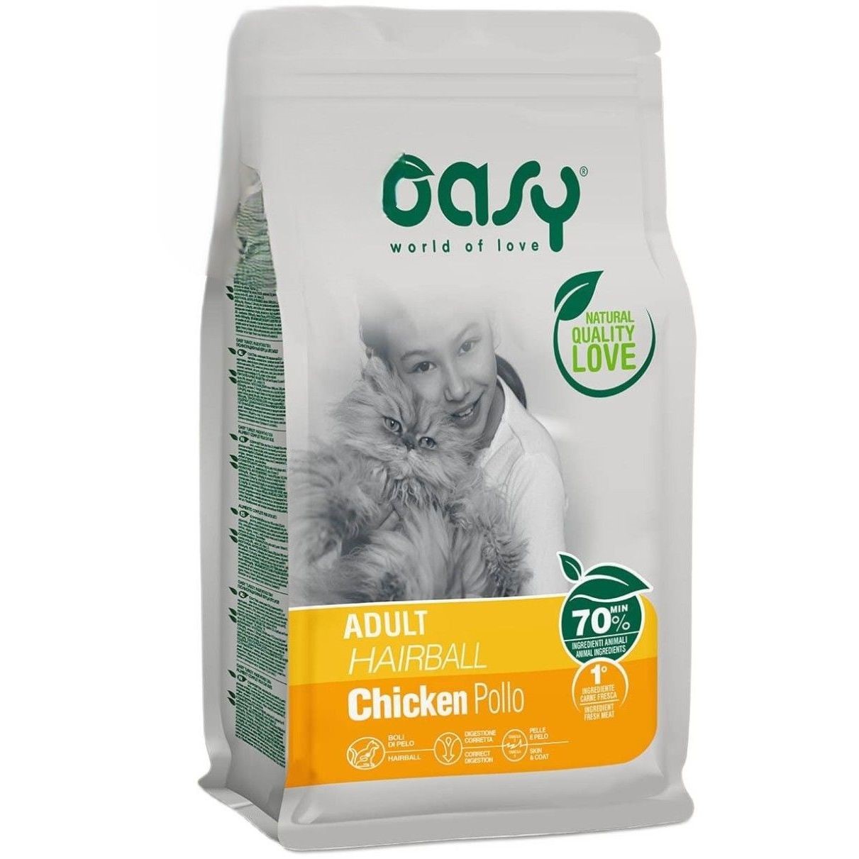 Сухой корм для кошек Oasy Lifestage Adult Hairball с курицей 1.5 кг - фото 1