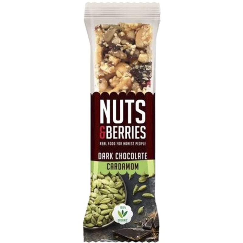 Батончик Nuts & Berries ореховый с кардамоном и черным шоколадом органический 40 г - фото 1