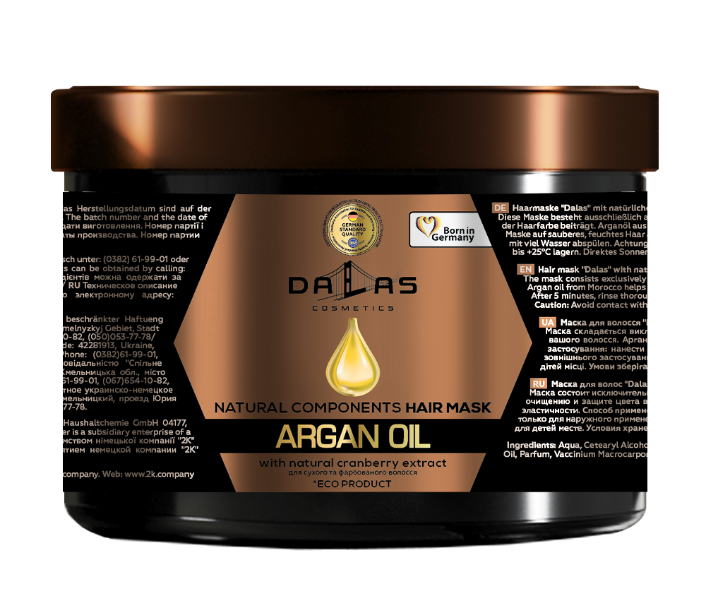 Маска для волос Dalas с натуральным экстрактом клюквы и аргановым маслом, 500 мл (729316) - фото 1