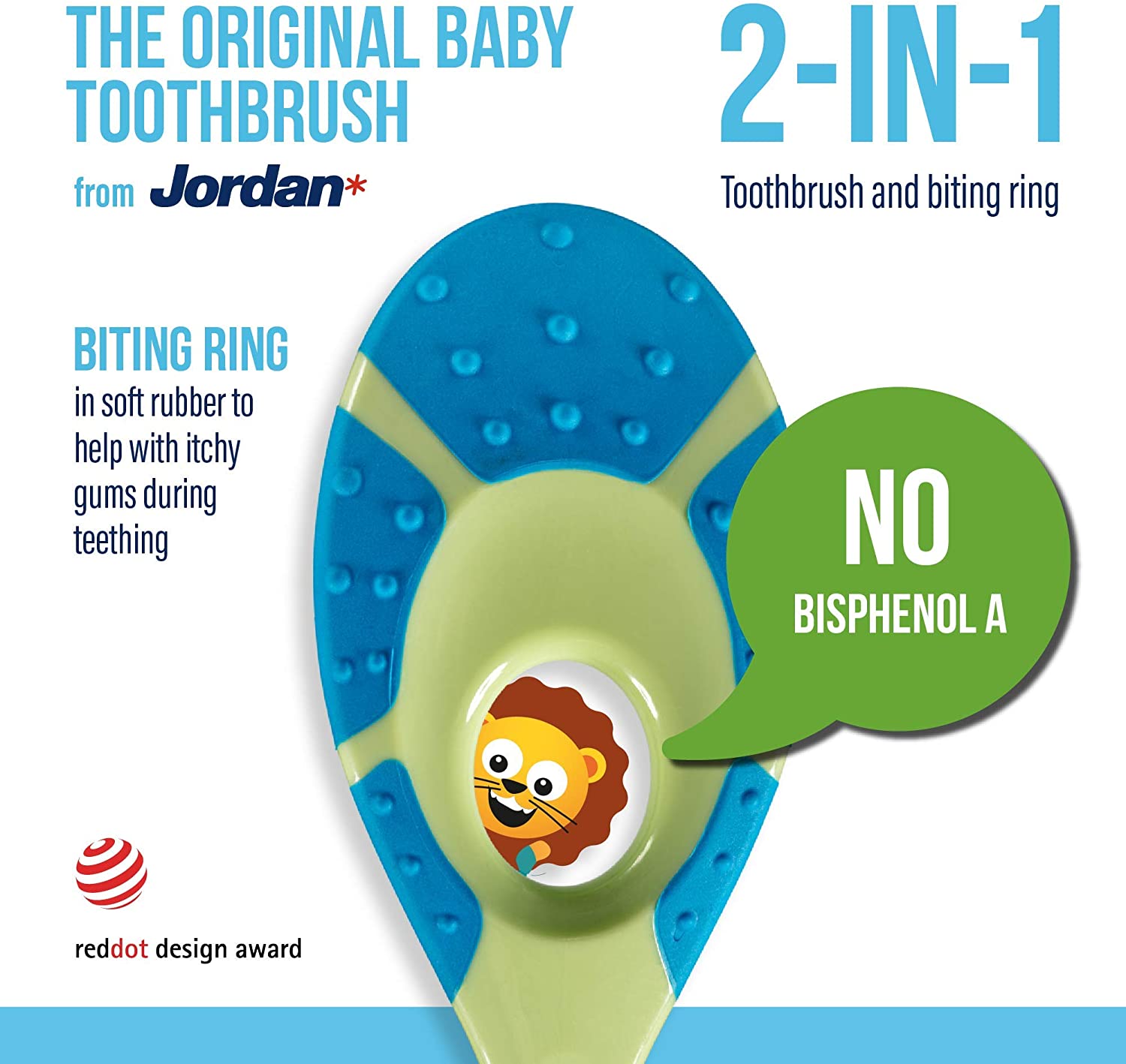 Дитяча зубна щітка Jordan Step1, 0 - 2 роки, м'яка, синій з зеленим (6220100) - фото 5