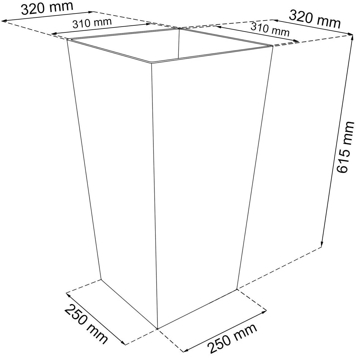 Горшок для цветов Prosperplast Rato квадратный высокий, с вкладышем 2 в 1, 325 мм, антрацит (77950-433) - фото 2