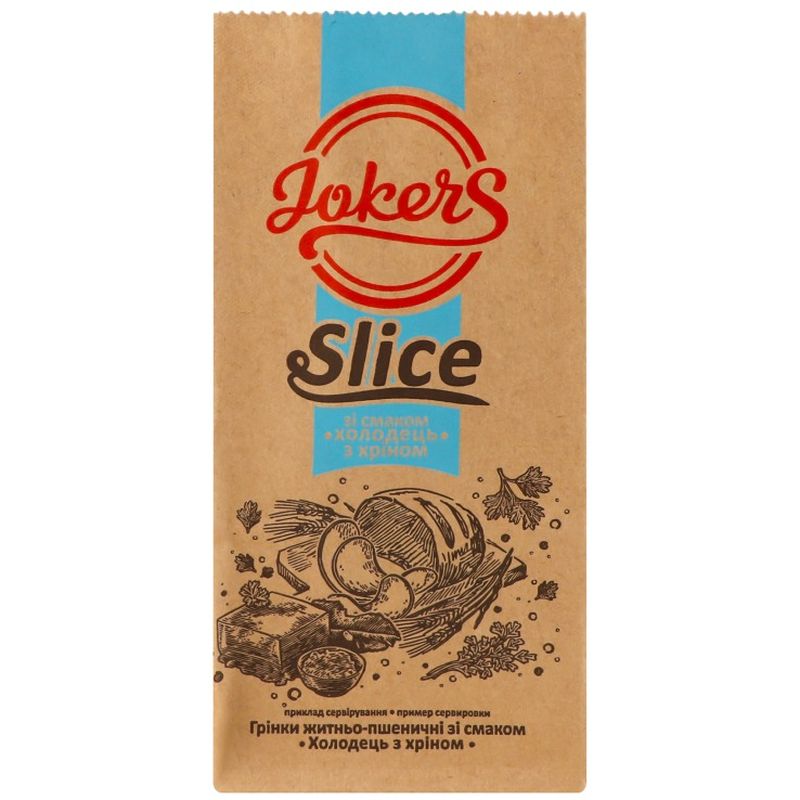 Гренки Jokers Slice Ржано-пшеничные со вкусом холодца с хреном 90 г (942034) - фото 1