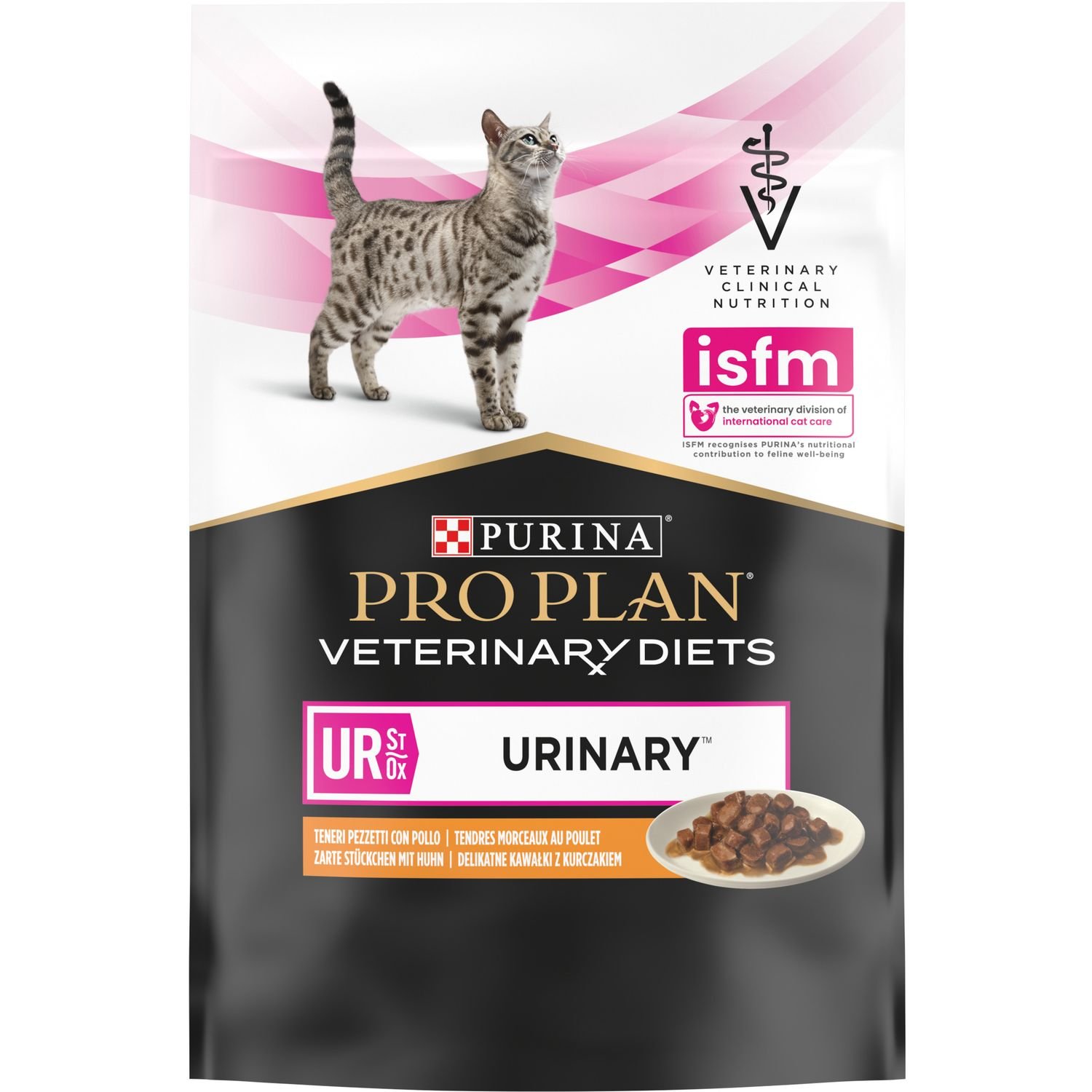 Вологий дієтичний корм для дорослих котів Purina Pro Plan Veterinary Diets UR ST/OX Urinary для розчинення та зниження утворення струвітних каменів з куркою 850 г (10 шт. по 85 г) (12308818) - фото 5
