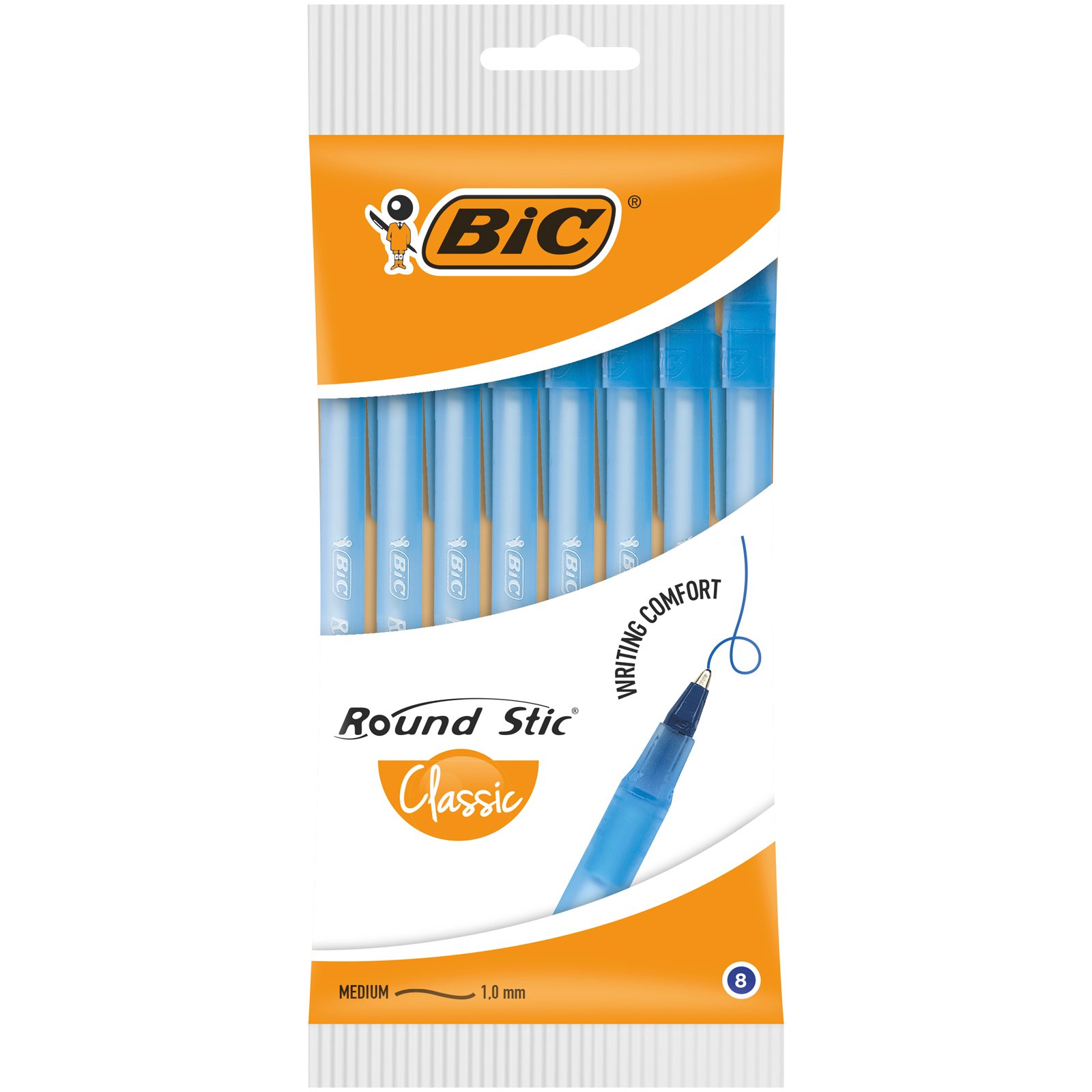 Ручка шариковая BIC Round Stic Classic, 0,32 мм, синий, 8 шт. (928497) - фото 1