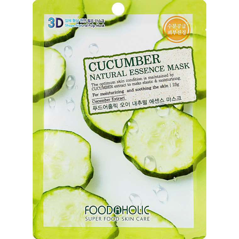Тканевая 3D-маска для лица Food A Holic Natural Essence Mask Cucumber Огурец, 23 г - фото 1