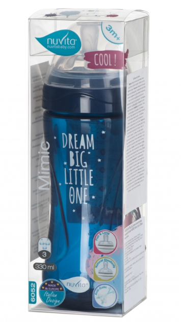 Бутылочка для кормления Nuvita Mimic Cool, антиколиковая, 330 мл, синий (NV6052NIGHTBLUE) - фото 3