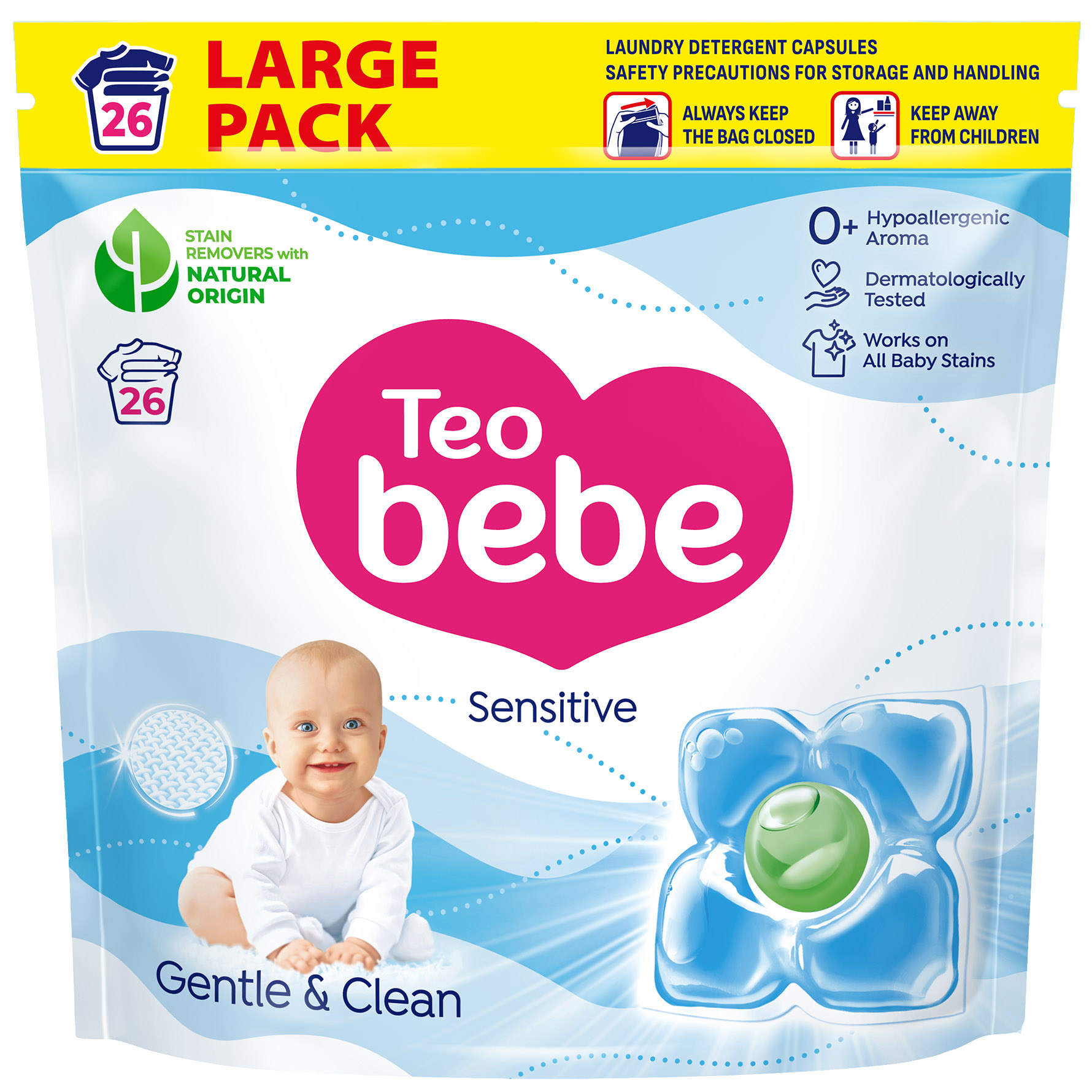Капсулы для стирки детского белья Teo Bebe Cotton Soft Caps Sensitive 26 шт. - фото 1
