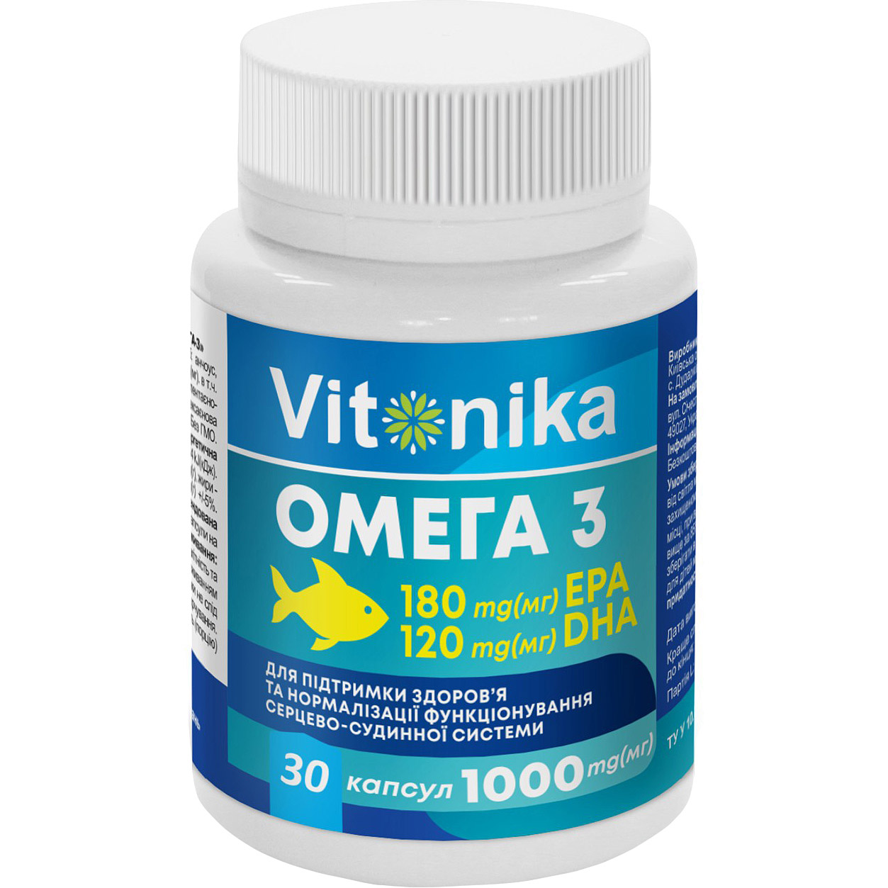 Дієтична добавка Vitonika Омега-3 180 EPA/120 DHA 1000 мг 30 капсул - фото 1