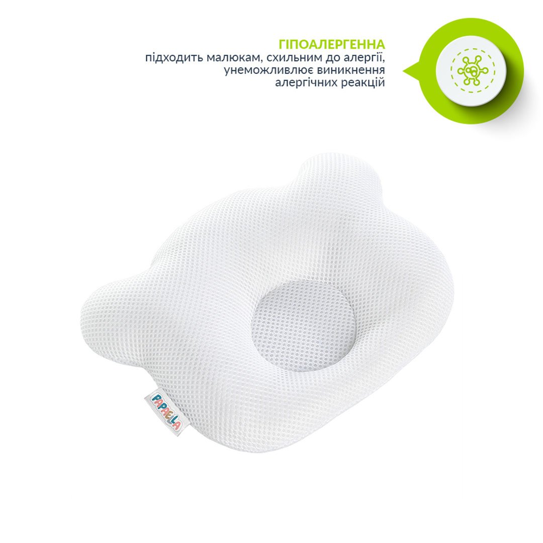 Подушка для немовлят ортопедична Papaella Ведмедик, діаметр 8 см, білий (8-32377) - фото 6
