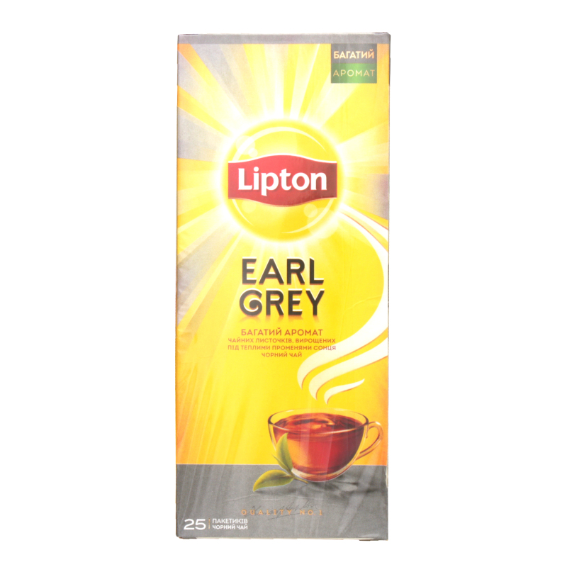 Черный чай Lipton байховий с ароматом бергамоту Earl Grey, 25шт. - фото 1