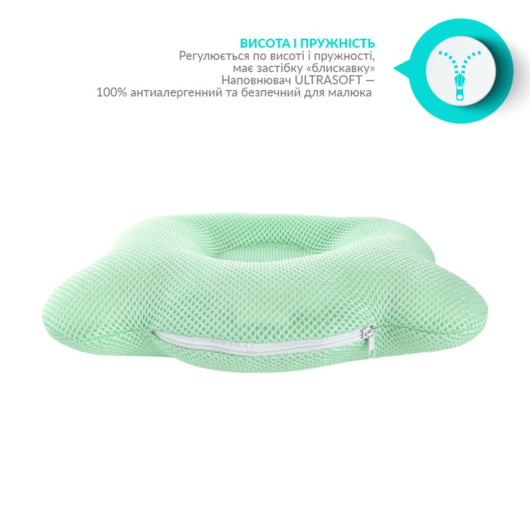Подушка для младенцев ортопедическая Papaella Мишка, диаметр 8 см, мятный (8-32377) - фото 6
