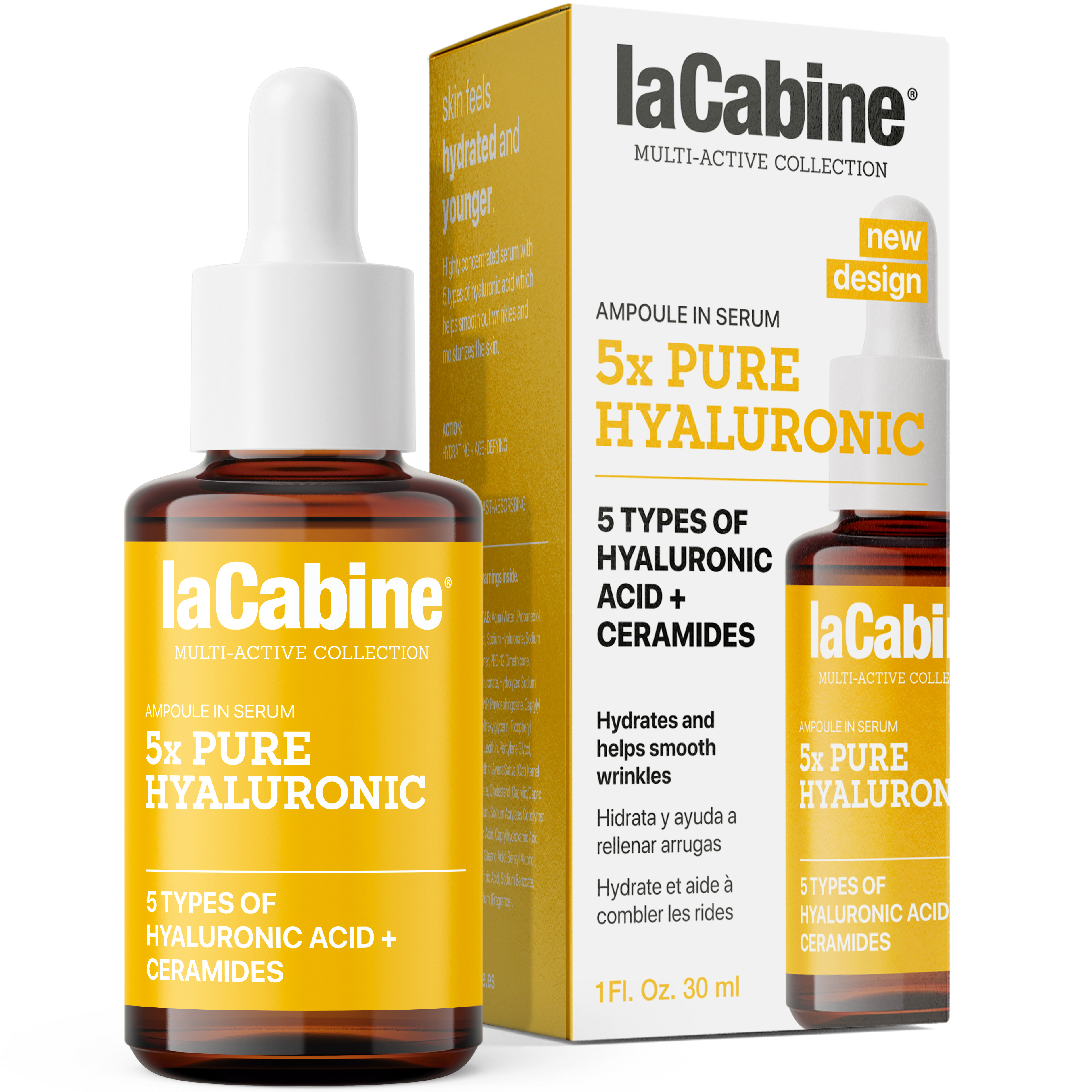 Высококонцентрированная увлажняющая сыворотка против морщин La Cabine 5xPure Hyaluronic с 5 гиалуроновыми кислотами 30 мл - фото 1