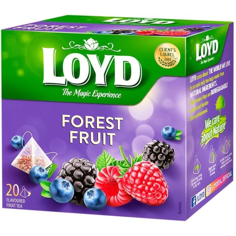 Чай фруктовий Loyd Forest Fruits, Лісові ягоди, в пірамідках, 40 г - фото 1