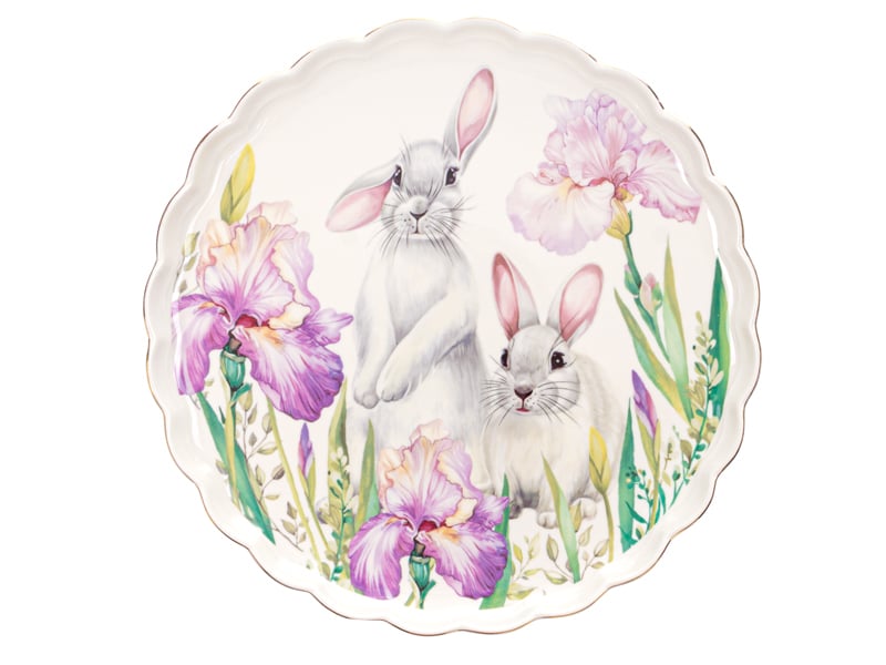 Блюдо для торта Lefard Кролик у квітах, 29 см, білий з бузковим (943-221) - фото 3