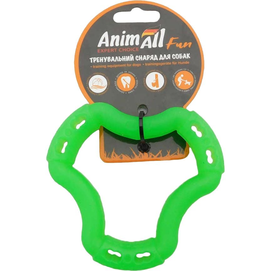 Игрушка для собак AnimAll Fun AGrizZzly Кольцо шестисторонное зеленая 12 см - фото 1