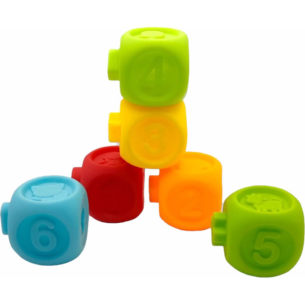 Набор тактильных кубиков Bibi Toys сенсорные 6 шт. (760844BT) - фото 1