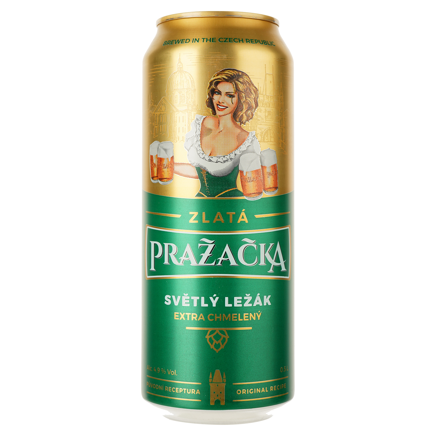 Пиво Prazacka Zlata світле 4.9% 0.5 л з/б - фото 1