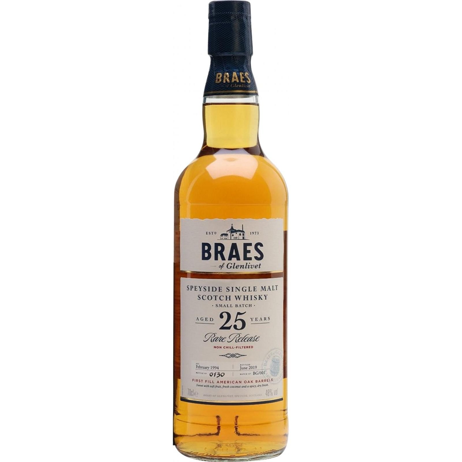 Виски Braeval Braes of Glenlivet 25 yo Single Malt Scotch Whisky 48% 0.7 л - фото 1