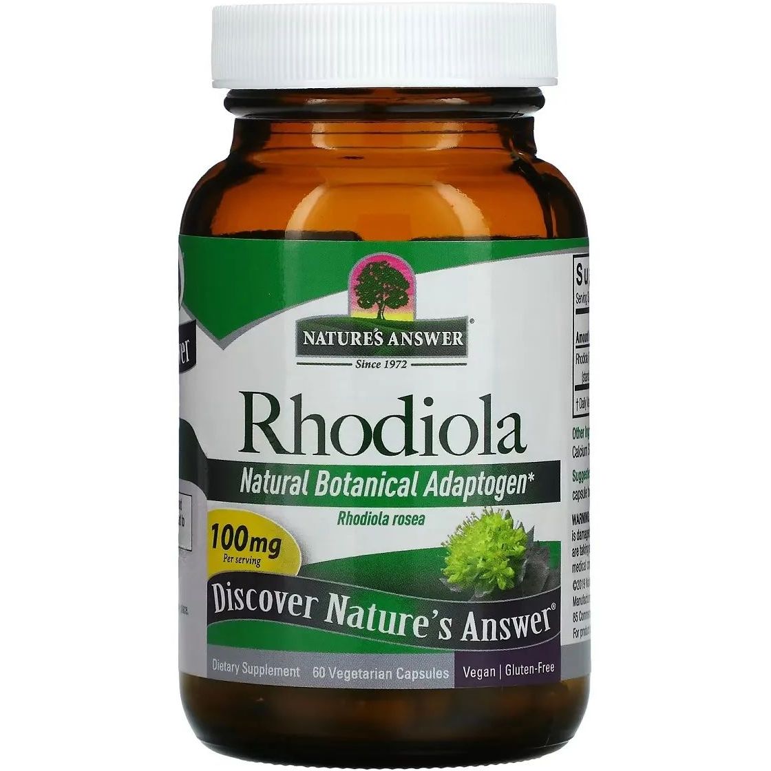 Родиола Nature's Answer Rhodiola 100 мг 60 вегетарианских капсул - фото 1