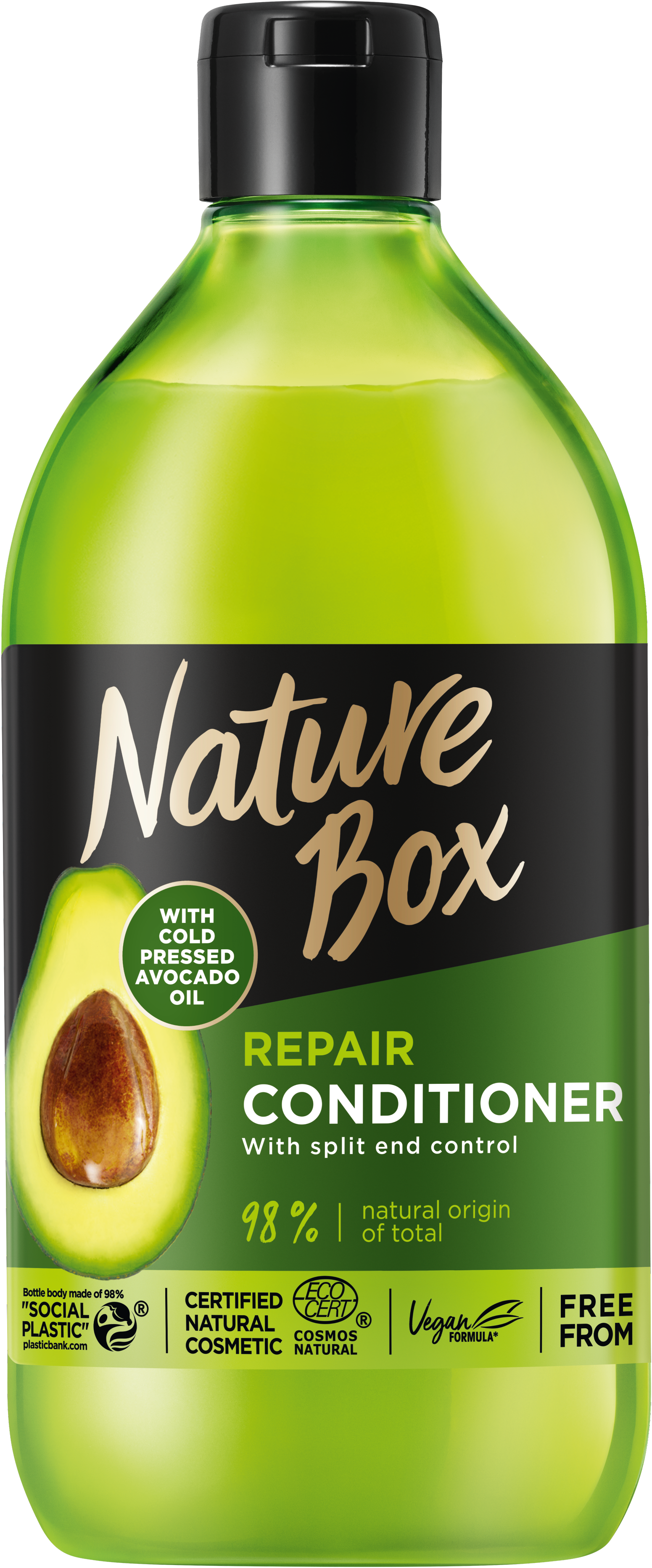 Бальзам Nature Box для восстановления волос и против секущихся кончиков, с маслом авокадо холодного отжима, 385 мл - фото 1