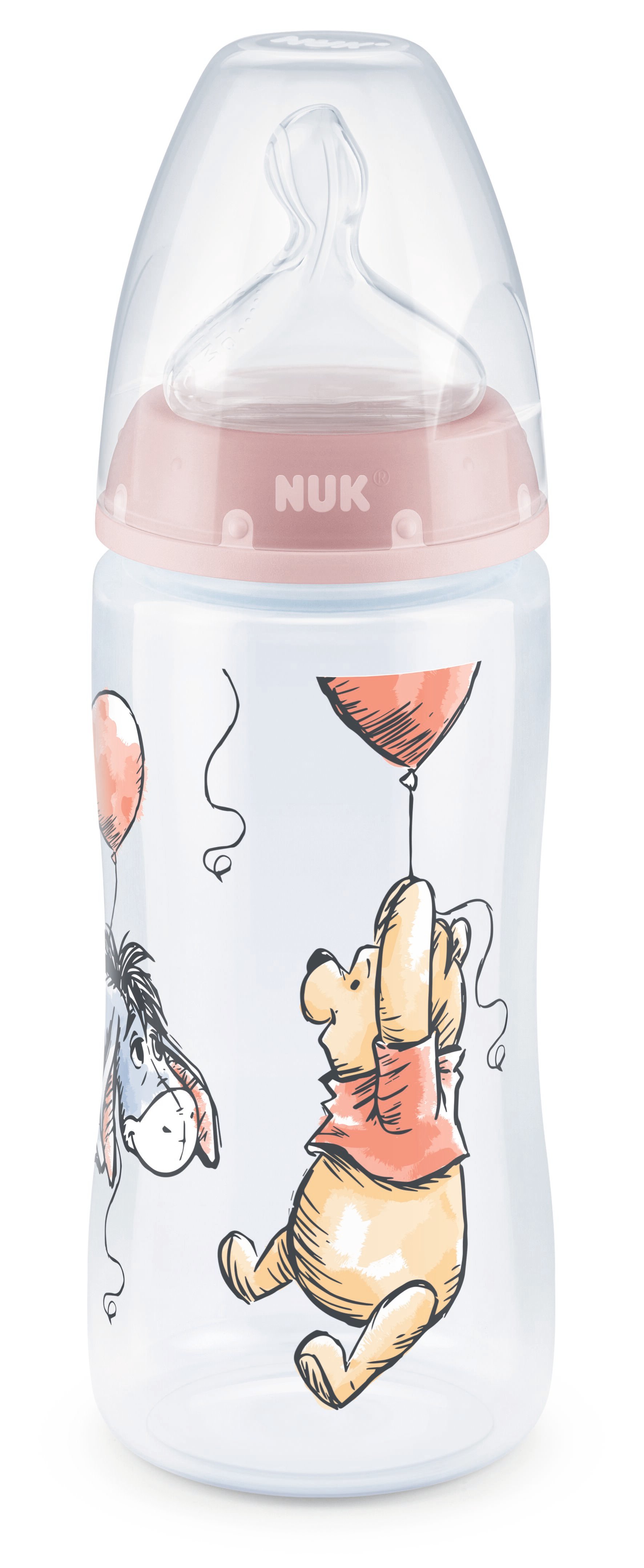 Бутылочка для кормления NUK Diswin First Choice Plus, c силиконовой соской, 300 мл, розовый (3952371) - фото 1