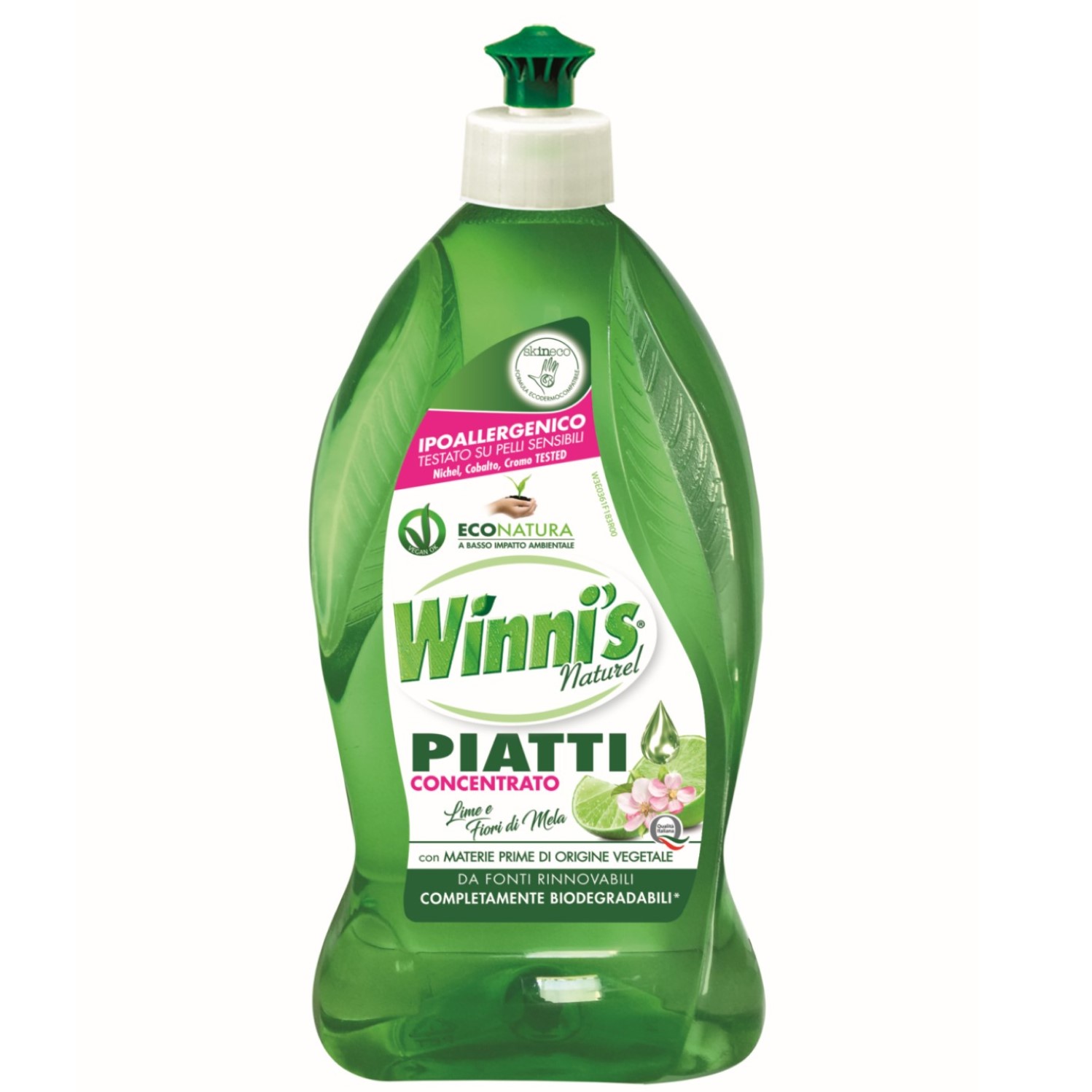 Средство для мытья посуды Winni's Piatti Concentrato с ароматом лайма и яблочного цвета 500 мл - фото 1