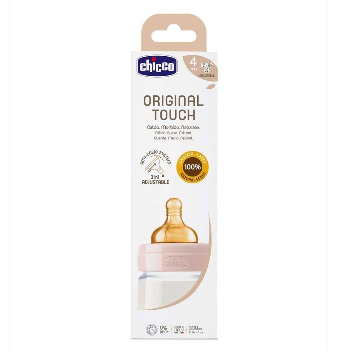 Пляшечка для годування Chicco Original Touch, з латексною соскою, 330мл, рожевий (27634.10) - фото 3