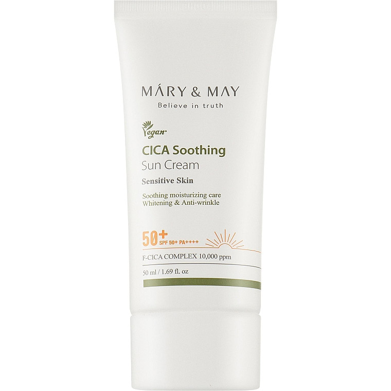 Успокаивающий солнцезащитный крем Mary & May CICA Soothing Sun Cream SPF50+ PA++++, с центеллой, 50 мл - фото 1