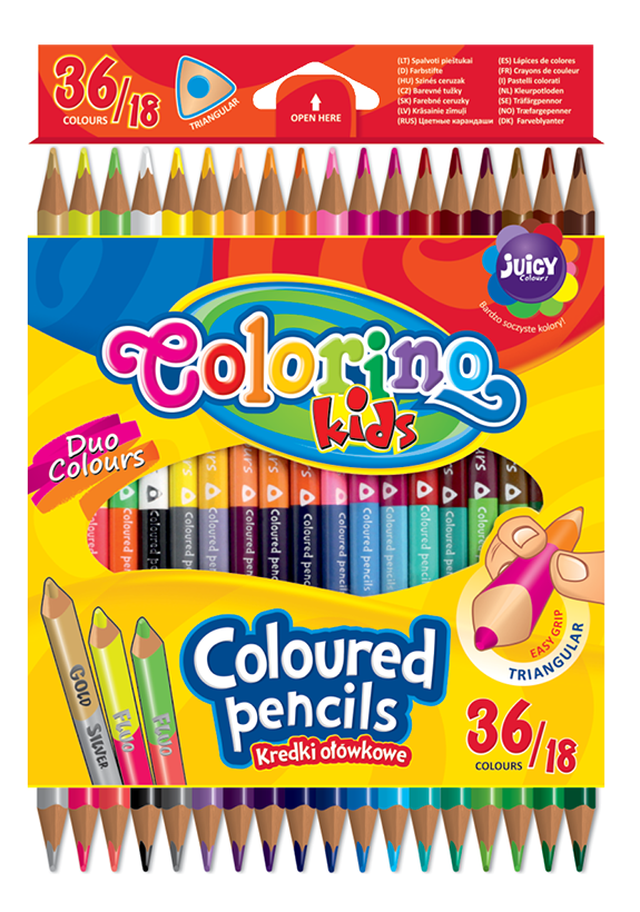 Карандаши цветные Colorino, двусторонние, 36 цветов, 18 шт. (68512PTR) - фото 1