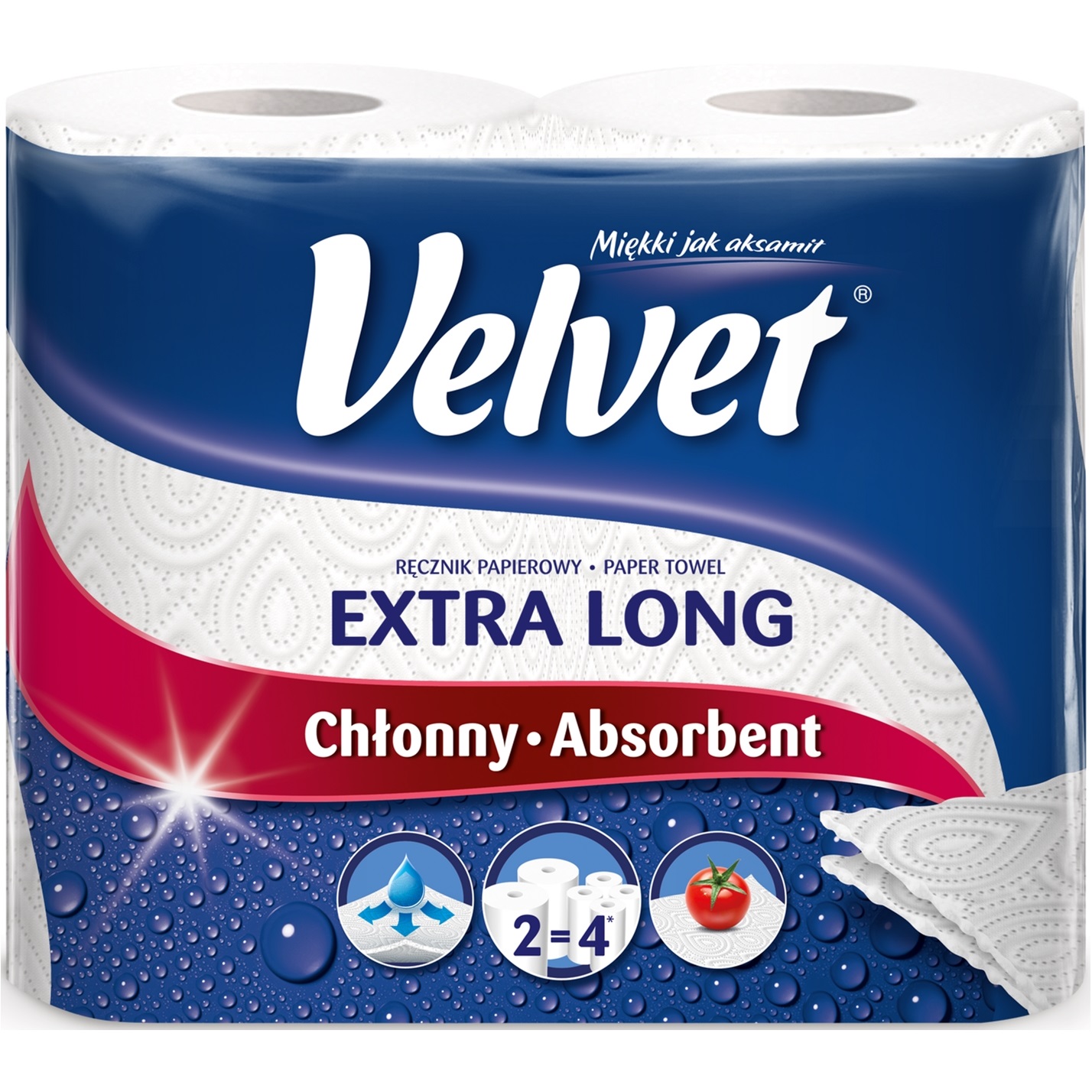 Паперові рушники Velvet Extra Long, двошарові, 2 рулони - фото 1