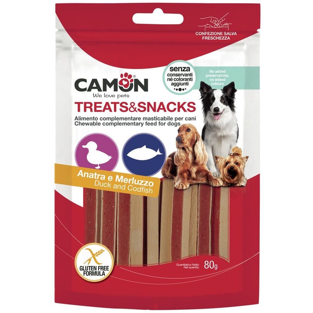 Ласощі для собак Camon Treats & Snacks Сендвіч з качкою та тріскою, 80 г - фото 1