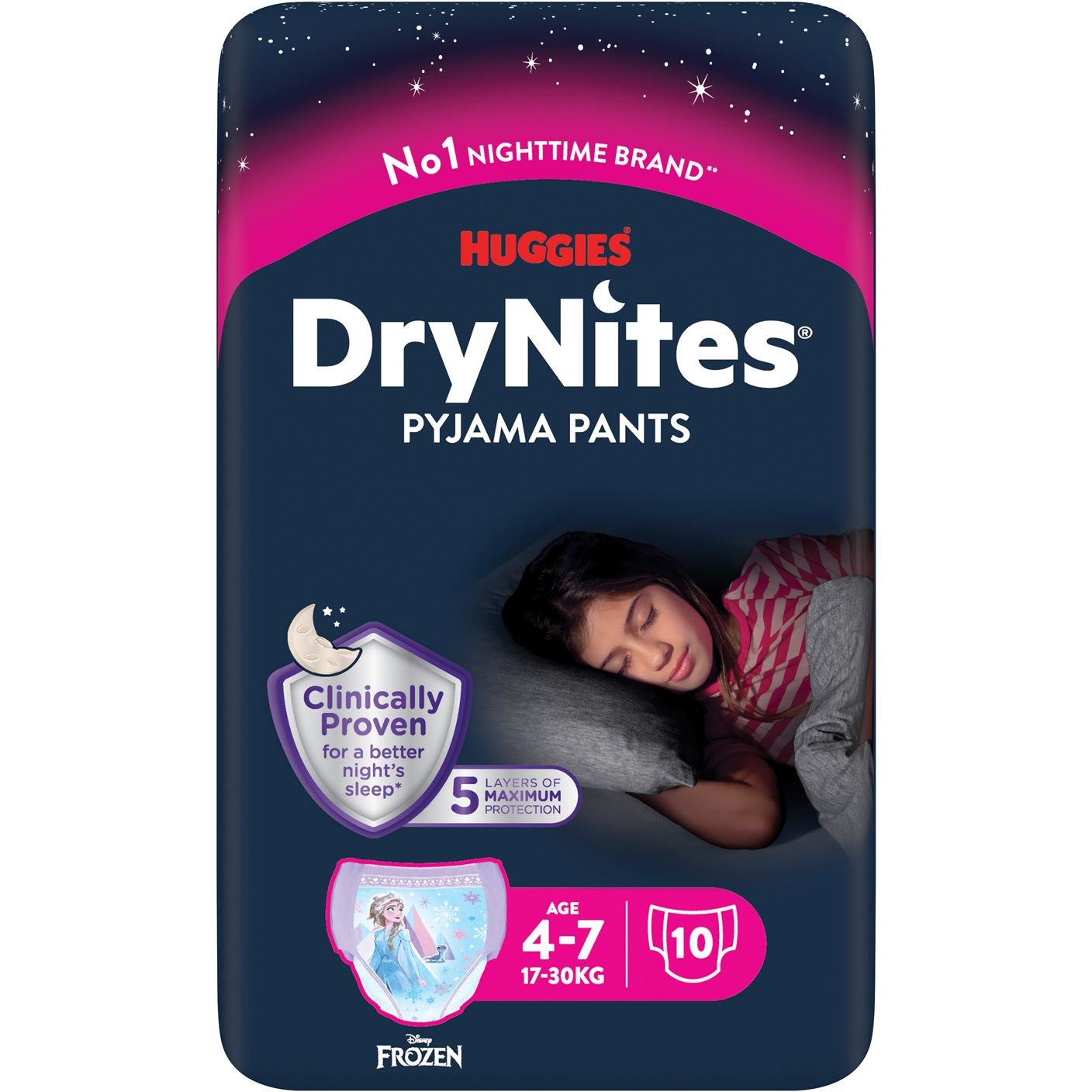 Підгузки-трусики для дівчаток Huggies DryNites (17-30 кг), 10 шт. - фото 1