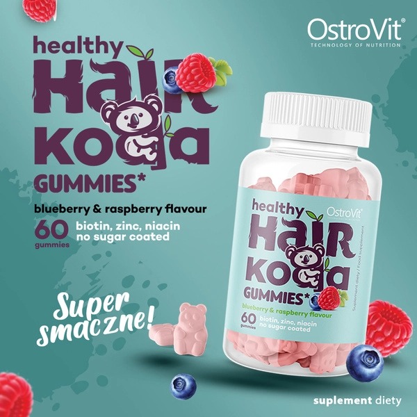 Вітамінно-мінеральний комплекс OstroVit Healthy Hair Koala Ягідно-малиновий 60 жувальних цукерок - фото 3