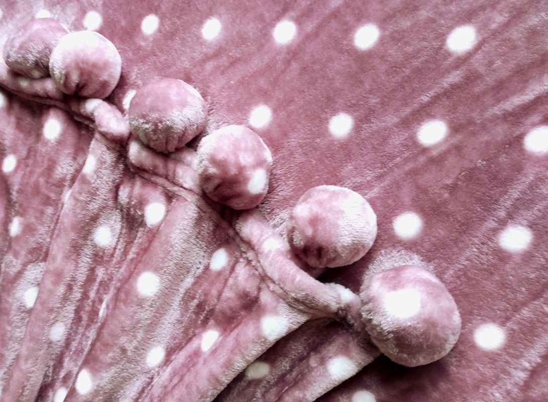 Плед Love You Шары, с помпонами, искусственный мех, 220х200 см, фиолетовый (181172) - фото 2