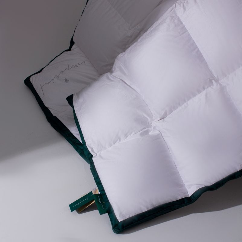 Ковдра MirSon Imperial Satin Luxe, зимова, 110х140 см, біла із зеленим кантом - фото 9
