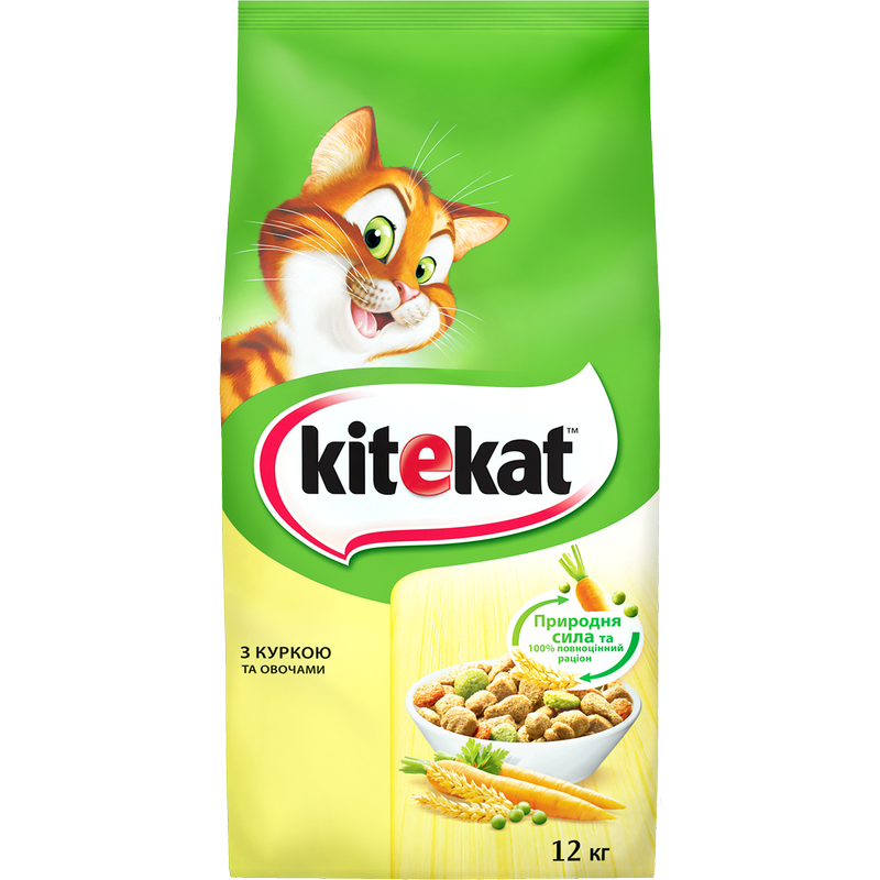 Сухий корм для котів Kitekat, курка з овочами, 12 кг - фото 1