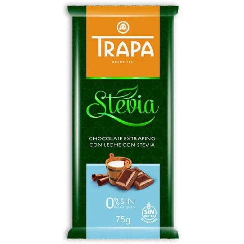 Шоколад молочний Trapa Stevia, 75 г - фото 1