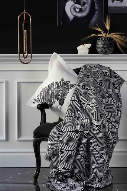 Набор постельное белье с пледом Karaca Home Burundi, евро, темно-серый, 7 предметов (2000022194785) - фото 2