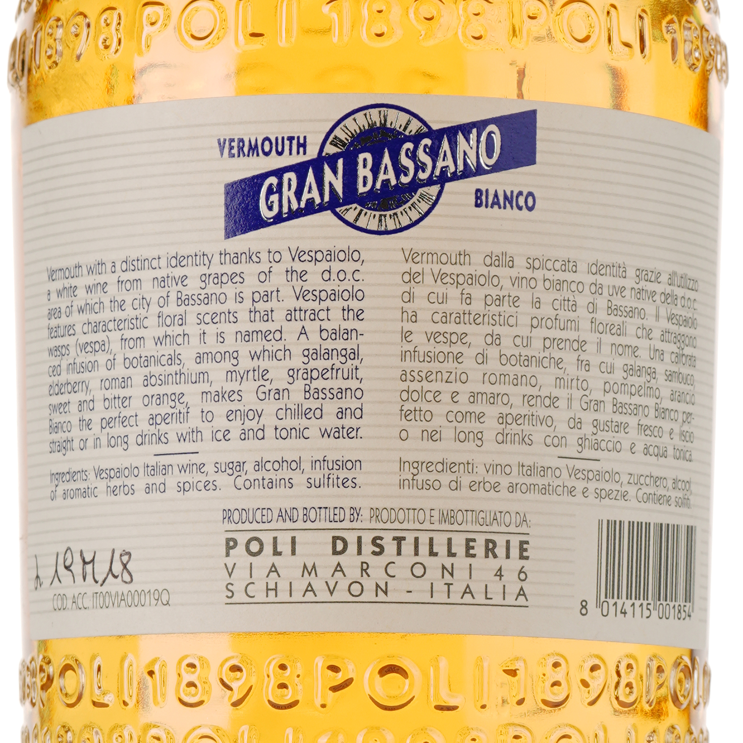 Вермут Poli Distillerie Vermouth Gran Bassano Bianco 18% 0.75 л - фото 3