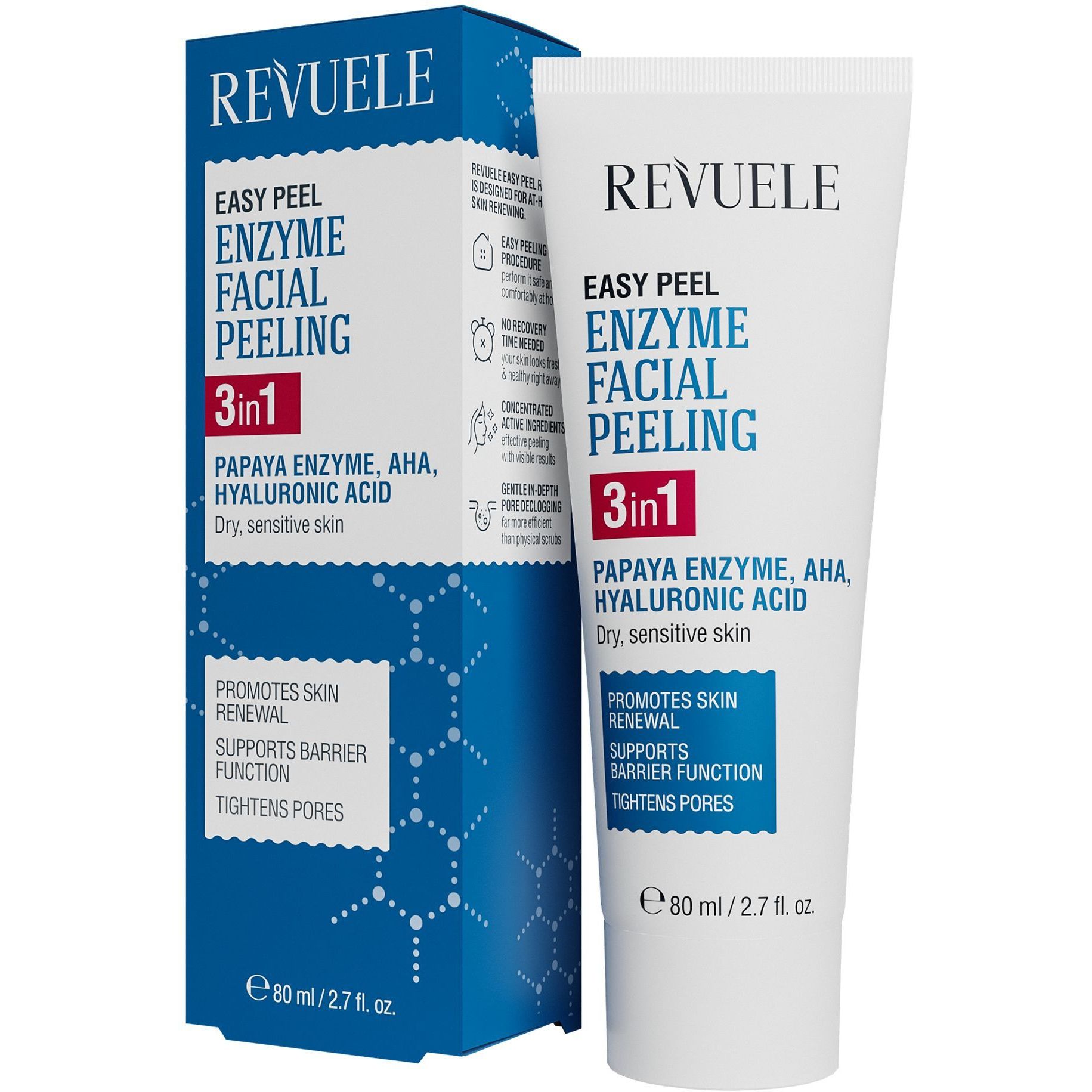 Пілінг ензимний для обличчя Revuele Easy Peel Enzyme Facial Peeling 3in1, 80 мл - фото 1