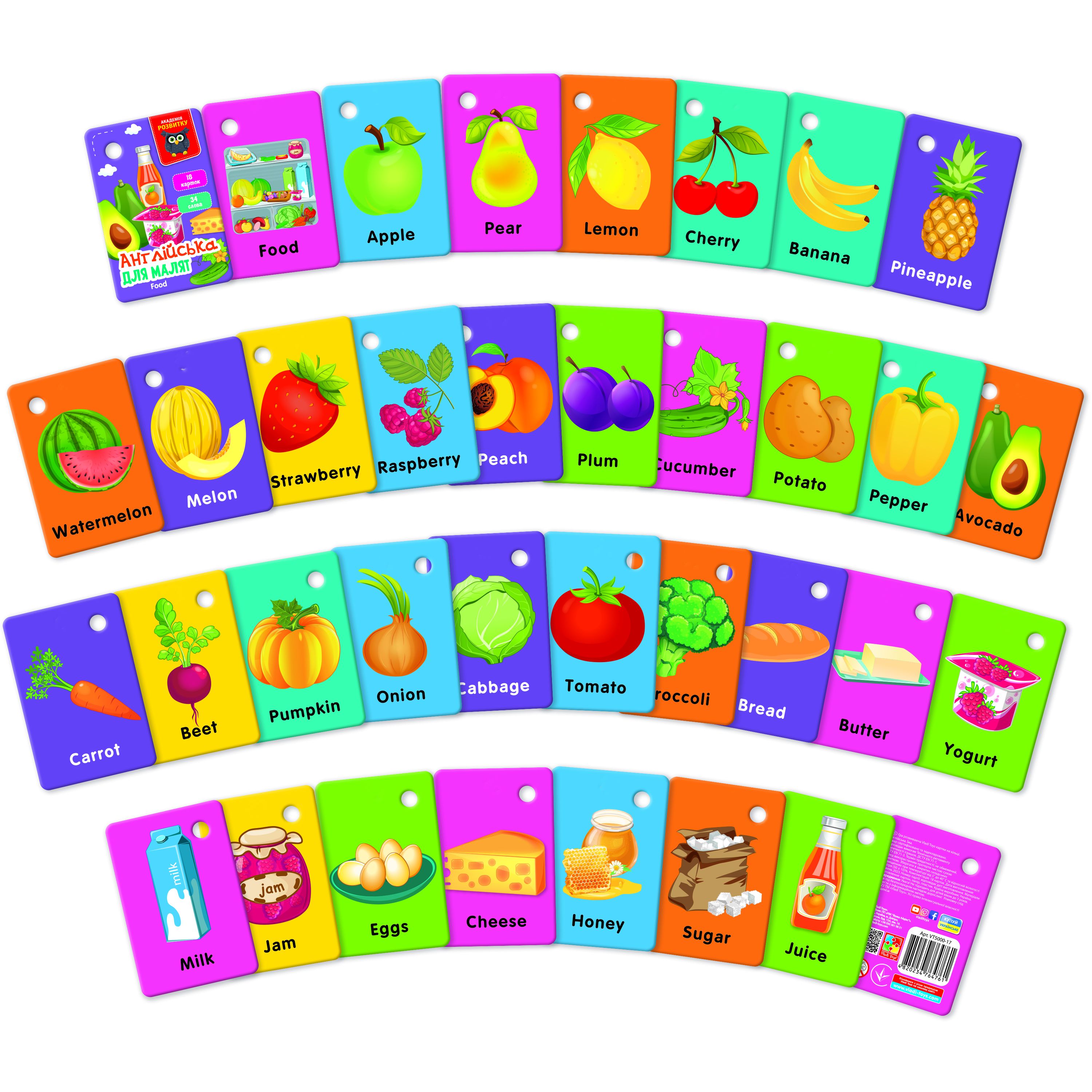 Картки на кільці Vladi Toys Академія розвитку Їжа анг. мова (VT5000-17) - фото 2