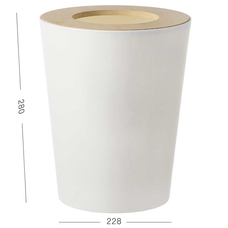 Відро для сміття МВМ My Home Scandinavia 22.8х28 см біле (BIN-20 9L WHITE/WOOD) - фото 8