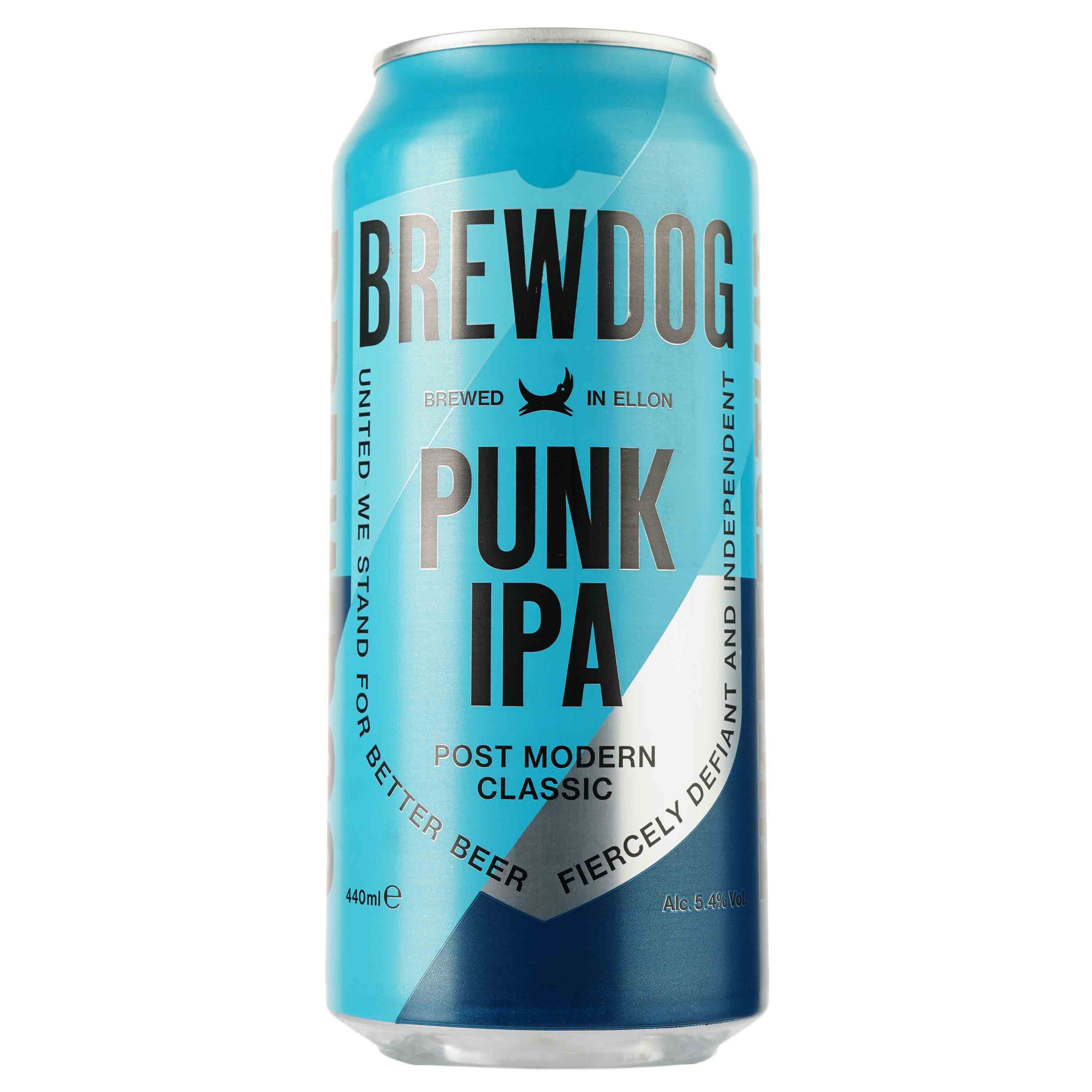 Пиво BrewDog Punk IPA, светлое, 5,4%, ж/б, 0,44 л (872172) - фото 1