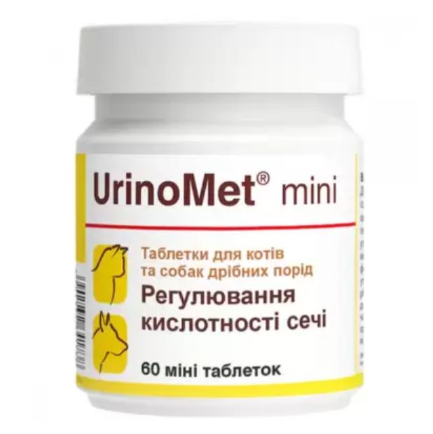 Вітамінно-мінеральна добавка Dolfos UrinoMet mini при захворюваннях сечовивідних шляхів для собак та котів, 60 міні таблеток (1704-60) - фото 1